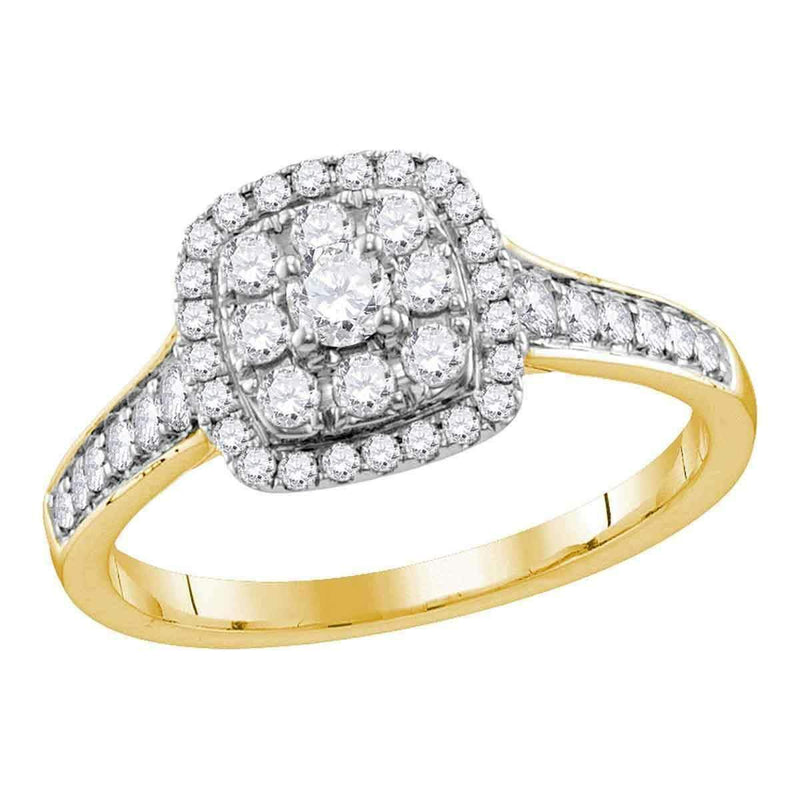 14kt Yellow Gold Women's Round Diamond Round Halo Bridal Wedding Engagement Ring 5/8 Cttw - FREE Shipping (US/CAN)-Gold & Diamond Engagement & Anniversary Rings-10.5-JadeMoghul Inc.
