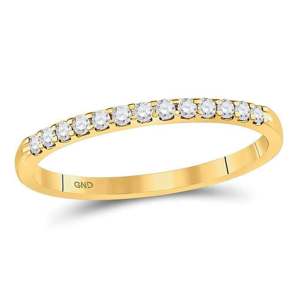 14kt Yellow Gold Womens Round Diamond Single Row Machine-set Wedding Band 1-6 Cttw-Gold & Diamond Wedding Jewelry-JadeMoghul Inc.