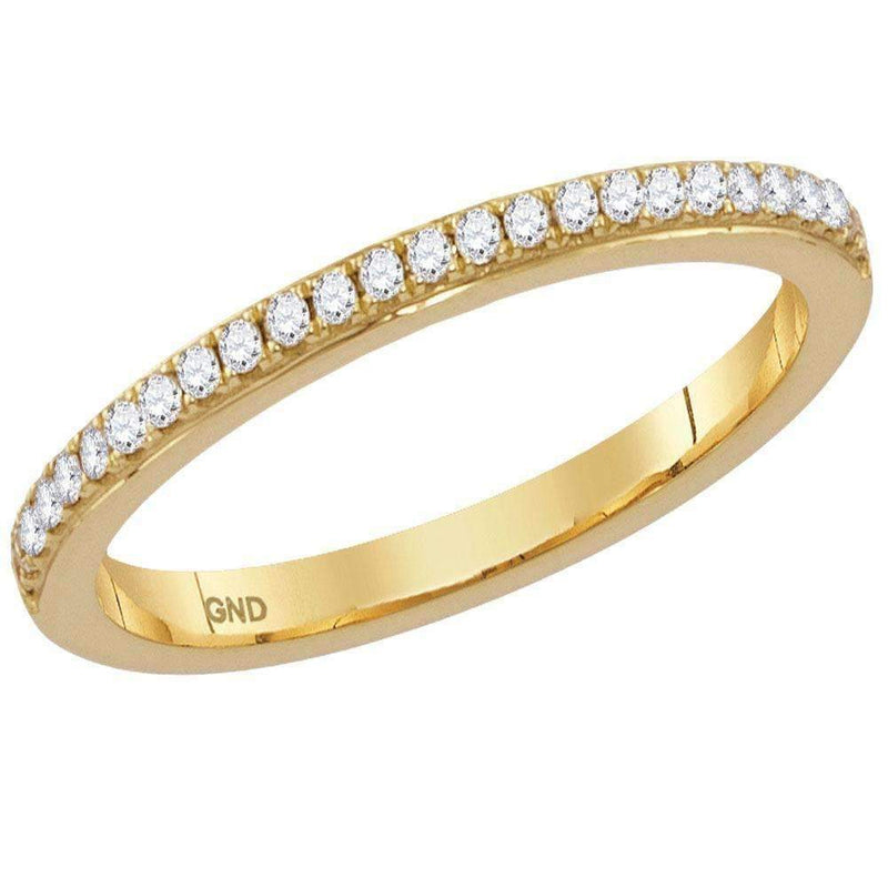 14kt Yellow Gold Women's Round Diamond Single Row Stackable Band Ring 1-8 Cttw - FREE Shipping (US/CAN)-Rings And Bands-JadeMoghul Inc.