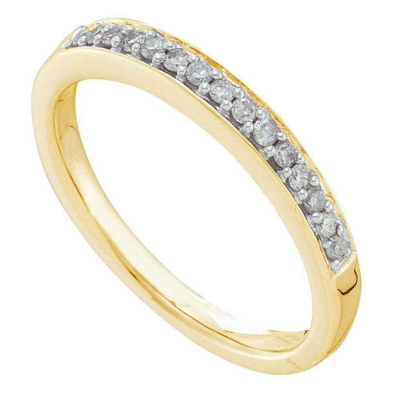 14kt Yellow Gold Women's Round Diamond Slender Band 1/6 Cttw - FREE Shipping (US/CAN)-Gold & Diamond Bands-6-JadeMoghul Inc.