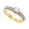 14kt Yellow Gold Women's Round Diamond Slender Double Row Bridal Wedding Engagement Ring Band Set 1/2 Cttw - FREE Shipping (US/CAN)-Gold & Diamond Wedding Ring Sets-5-JadeMoghul Inc.