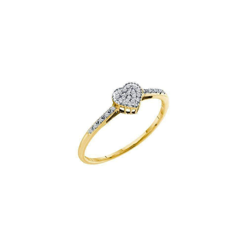 14kt Yellow Gold Women's Round Diamond Slender Heart Cluster Ring 1/12 Cttw - FREE Shipping (US/CAN)-Gold & Diamond Heart Rings-8-JadeMoghul Inc.