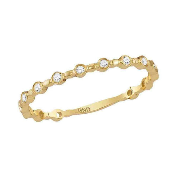 14kt Yellow Gold Womens Round Diamond Slender Stackable Band Ring 1-10 Cttw - FREE Shipping (US/CAN)-Gold & Diamond Rings-JadeMoghul Inc.