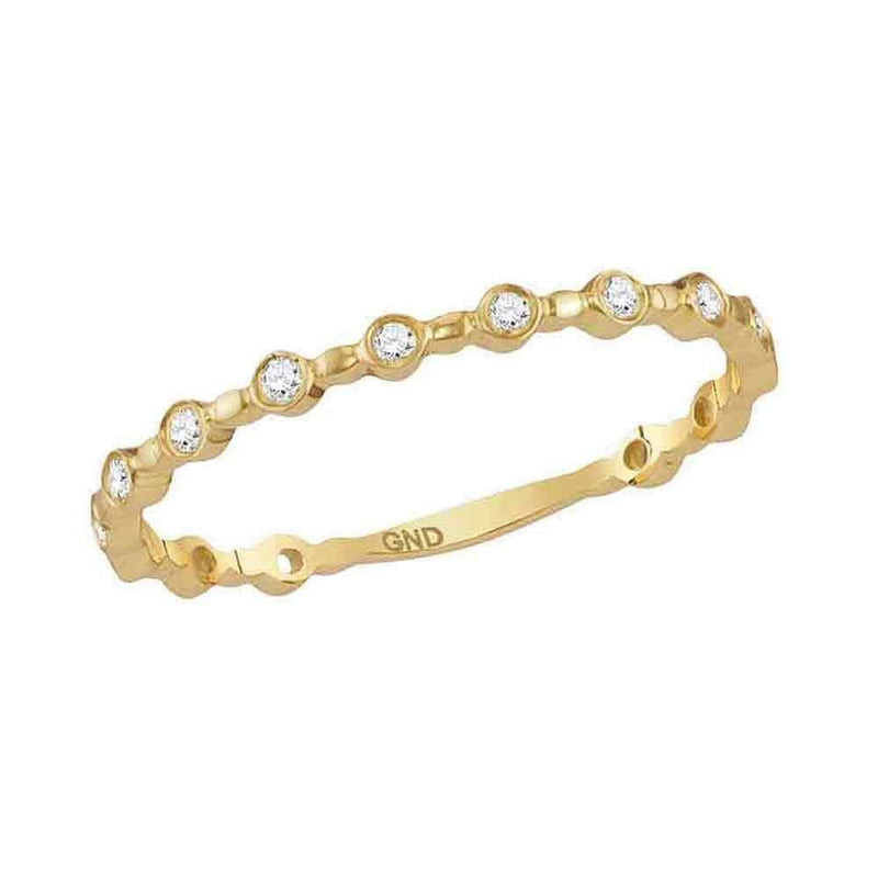 14kt Yellow Gold Womens Round Diamond Slender Stackable Band Ring 1-10 Cttw - FREE Shipping (US/CAN)-Gold & Diamond Rings-JadeMoghul Inc.