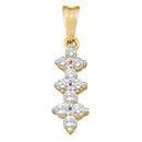 14kt Yellow Gold Women's Round Diamond Small Triple Cluster Dangle Pendant 1-4 Cttw - FREE Shipping (US/CAN)-Gold & Diamond Pendants & Necklaces-JadeMoghul Inc.