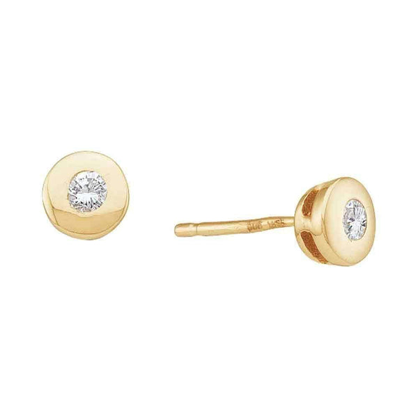 14kt Yellow Gold Women's Round Diamond Solitaire Screwback Stud Earrings 1-10 Cttw - FREE Shipping (USA/CAN)-Gold & Diamond Earrings-JadeMoghul Inc.