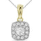 14kt Yellow Gold Womens Round Diamond Solitaire Square Halo Pendant 1-4 Cttw-Gold & Diamond Pendants & Necklaces-JadeMoghul Inc.