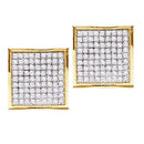 14kt Yellow Gold Women's Round Diamond Square Cluster Earrings 1-4 Cttw - FREE Shipping (US/CAN)-Gold & Diamond Earrings-JadeMoghul Inc.