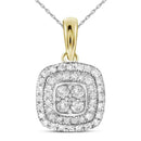 14kt Yellow Gold Women's Round Diamond Square Cluster Pendant 1-3 Cttw - FREE Shipping (US/CAN)-Gold & Diamond Pendants & Necklaces-JadeMoghul Inc.