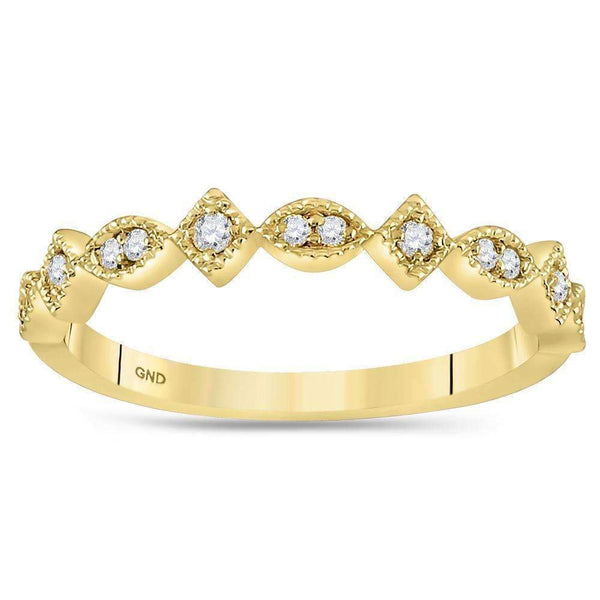 14kt Yellow Gold Women's Round Diamond Squares Stackable Band Ring 1-10 Cttw - FREE Shipping (US/CAN)-Gold & Diamond Rings-JadeMoghul Inc.