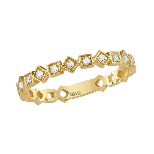 14kt Yellow Gold Women's Round Diamond Squares Stackable Band Ring 1-10 Cttw - FREE Shipping (US/CAN)-Gold & Diamond Rings-JadeMoghul Inc.