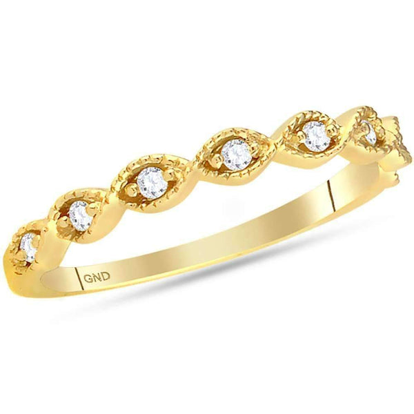 14kt Yellow Gold Women's Round Diamond Stackable Band Ring 1-10 Cttw - FREE Shipping (US/CAN)-Gold & Diamond Rings-JadeMoghul Inc.