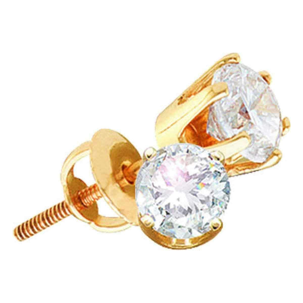 14kt Yellow Gold Womens Round Diamond Stud Earrings 2.00 Cttw-Gold & Diamond Earrings-JadeMoghul Inc.