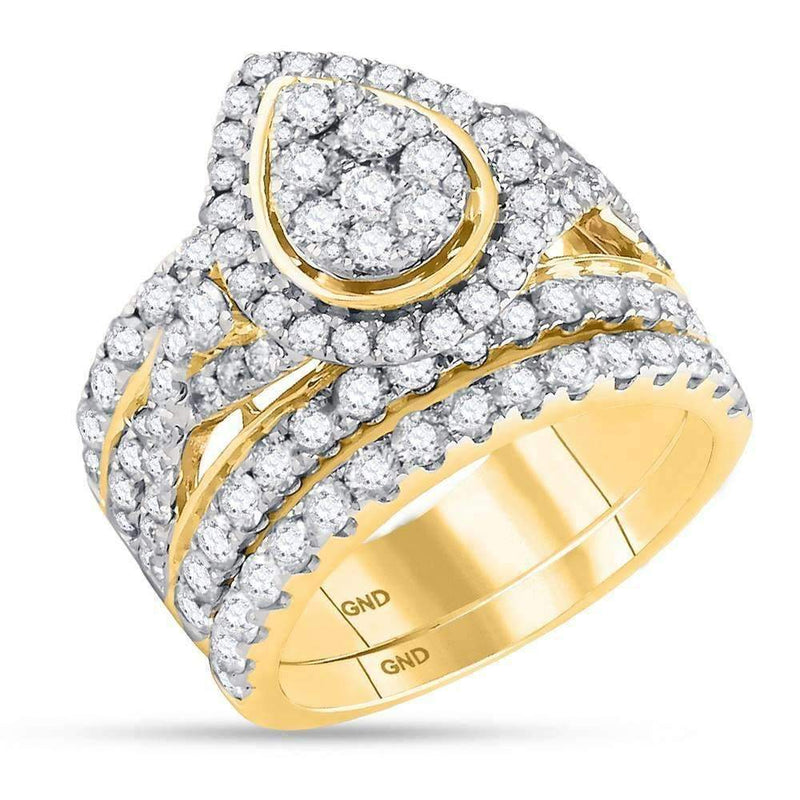14kt Yellow Gold Women's Round Diamond Teardrop Bridal Wedding Engagement Ring Band Set 3.00 Cttw - FREE Shipping (US/CAN)-Wedding Jewelry-5-JadeMoghul Inc.