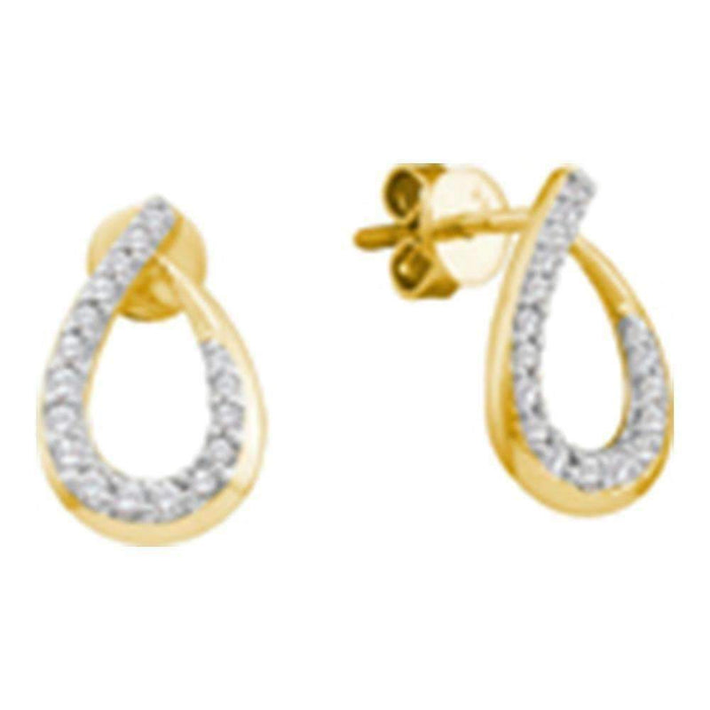 14kt Yellow Gold Women's Round Diamond Teardrop Outline Screwback Stud Earrings 1-4 Cttw - FREE Shipping (USA/CAN)-Gold & Diamond Earrings-JadeMoghul Inc.