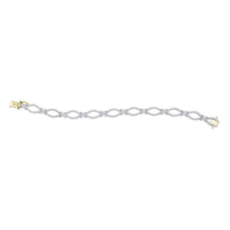 14kt Yellow Gold Women's Round Diamond Tennis Link Bracelet 2-1-3 Cttw - FREE Shipping (US/CAN)-Gold & Diamond Bracelets-JadeMoghul Inc.