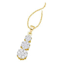 14kt Yellow Gold Women's Round Diamond Triple Flower Cluster Pendant 1.00 Cttw - FREE Shipping (US/CAN)-Gold & Diamond Pendants & Necklaces-JadeMoghul Inc.