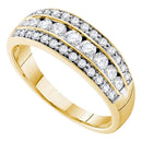 14kt Yellow Gold Women's Round Diamond Triple Row Stripe Band Ring 3/4 Cttw - FREE Shipping (US/CAN)-Gold & Diamond Bands-5-JadeMoghul Inc.