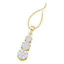 14kt Yellow Gold Women's Round Diamond Triple Trinity Cluster Pendant 1-4 Cttw - FREE Shipping (US/CAN)-Gold & Diamond Pendants & Necklaces-JadeMoghul Inc.