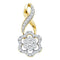 14kt Yellow Gold Women's Round Diamond Twist Flower Cluster Pendant 1-2 Cttw - FREE Shipping (US/CAN)-Gold & Diamond Pendants & Necklaces-JadeMoghul Inc.