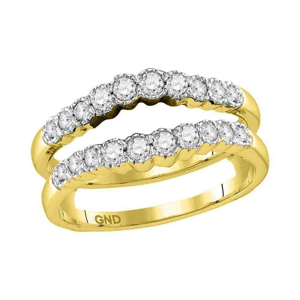 14kt Yellow Gold Women's Round Diamond Wrap Ring Guard Enhancer Wedding Band 1/2 Cttw - FREE Shipping (US/CAN)-Gold & Diamond Wedding Jewelry-5-JadeMoghul Inc.