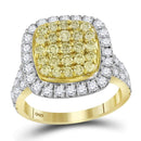 14kt Yellow Gold Women's Round Natural Yellow Diamond Cluster Ring 1-3-4 Cttw - FREE Shipping (US/CAN)-Gold & Diamond Cluster Rings-JadeMoghul Inc.