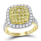 14kt Yellow Gold Women's Round Natural Yellow Diamond Cluster Ring 1-3-4 Cttw - FREE Shipping (US/CAN)-Gold & Diamond Cluster Rings-JadeMoghul Inc.