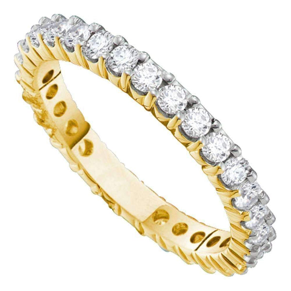 14kt Yellow Gold Women's Round Pave-set Diamond Eternity Wedding Band 1-2 Cttw - FREE Shipping (US/CAN)-Gold & Diamond Wedding Jewelry-JadeMoghul Inc.