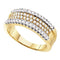 14kt Yellow Gold Women's Round Pave-set Diamond Four Row Band Ring 3/4 Cttw - FREE Shipping (US/CAN)-Gold & Diamond Bands-5-JadeMoghul Inc.