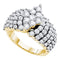 14kt Yellow Gold Women's Round Pave-set Diamond Oval-shape Cluster Ring 2.00 Cttw - FREE Shipping (USA/CAN)-Gold & Diamond Cluster Rings-JadeMoghul Inc.