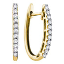 14kt Yellow Gold Women's Round Pave-set Diamond Single Row Hoop Earrings 1-4 Cttw - FREE Shipping (US/CAN)-Gold & Diamond Earrings-JadeMoghul Inc.