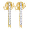 14kt Yellow Gold Women's Round Pave-set Diamond Single Row Screwback Hoop Earrings 1-4 Cttw - FREE Shipping (USA/CAN)-Gold & Diamond Earrings-JadeMoghul Inc.