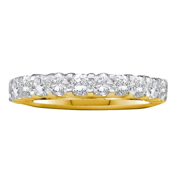 14kt Yellow Gold Women's Round Pave-set Diamond Single Row Wedding Band 1.00 Cttw - FREE Shipping (US/CAN)-Gold & Diamond Wedding Jewelry-JadeMoghul Inc.