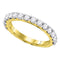 14kt Yellow Gold Women's Round Pave-set Diamond Single Row Wedding Band 1.00-Gold & Diamond Wedding Jewelry-JadeMoghul Inc.