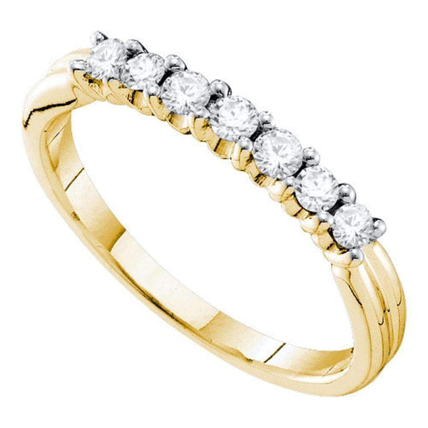 14kt Yellow Gold Women's Round Pave-set Diamond Single Row Wedding Band 1/3 Cttw - FREE Shipping (US/CAN)-Wedding Jewelry-5-JadeMoghul Inc.