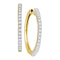 14kt Yellow Gold Women's Round Pave-set Diamond Slender Single Row Hoop Earrings 1.00 Cttw - FREE Shipping (USA/CAN)-Gold & Diamond Earrings-JadeMoghul Inc.