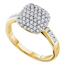 14kt Yellow Gold Women's Round Pave-set Diamond Square Cluster Ring 1/2 Cttw - FREE Shipping (US/CAN)-Gold & Diamond Cluster Rings-5-JadeMoghul Inc.