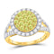 14kt Yellow Gold Women's Yellow Diamond Circle Frame Cluster Ring 1-5/8 Cttw-Gold & Diamond Rings-JadeMoghul Inc.