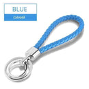15 Colors PU Leather Braided Woven Rope Double Rings Fit DIY bag Pendant Key Chains Holder Car Keyrings Men Women Keychains K224-Blue-JadeMoghul Inc.