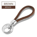 15 Colors PU Leather Braided Woven Rope Double Rings Fit DIY bag Pendant Key Chains Holder Car Keyrings Men Women Keychains K224-Brown-JadeMoghul Inc.