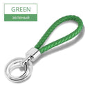 15 Colors PU Leather Braided Woven Rope Double Rings Fit DIY bag Pendant Key Chains Holder Car Keyrings Men Women Keychains K224-Green-JadeMoghul Inc.