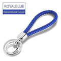 15 Colors PU Leather Braided Woven Rope Double Rings Fit DIY bag Pendant Key Chains Holder Car Keyrings Men Women Keychains K224-Royalblue-JadeMoghul Inc.