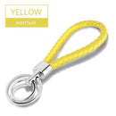 15 Colors PU Leather Braided Woven Rope Double Rings Fit DIY bag Pendant Key Chains Holder Car Keyrings Men Women Keychains K224-Yellow-JadeMoghul Inc.