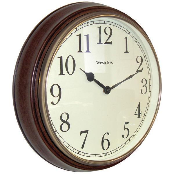 15.5" Round Dark Woodgrain Clock-Household Equipment & Accessories-JadeMoghul Inc.
