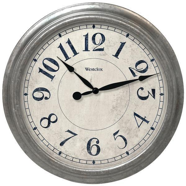 15.5" Round Galvanized Finish Gray Wall Clock-Household Equipment & Accessories-JadeMoghul Inc.