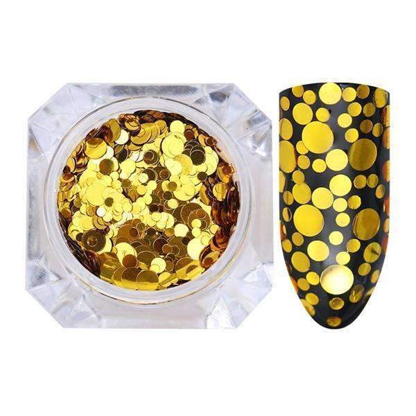 1.5g Holographic Silver Gold Nail Flakies Mixed Size Round Nail Sequins Glitter Paillette Flakes Nail Art Decorations-Gold-JadeMoghul Inc.