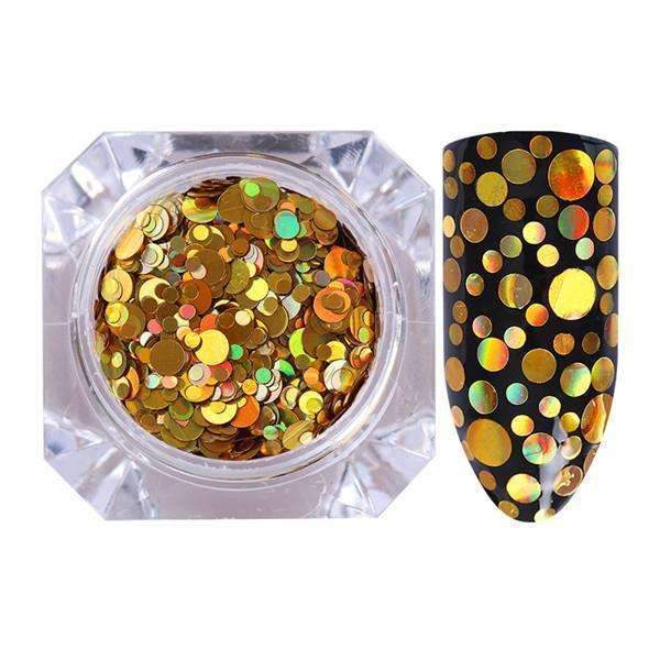 1.5g Holographic Silver Gold Nail Flakies Mixed Size Round Nail Sequins Glitter Paillette Flakes Nail Art Decorations-Holographic 1-JadeMoghul Inc.