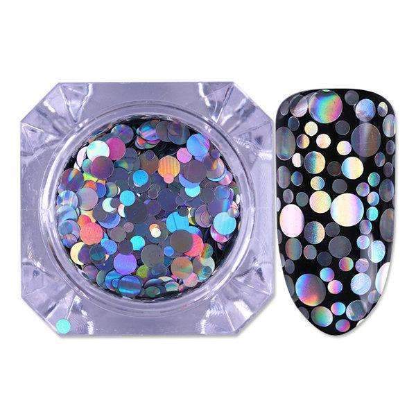1.5g Holographic Silver Gold Nail Flakies Mixed Size Round Nail Sequins Glitter Paillette Flakes Nail Art Decorations-Holographic-JadeMoghul Inc.