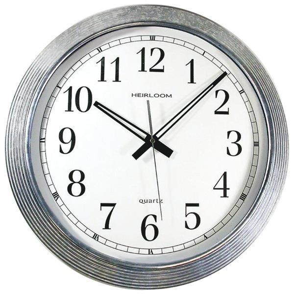 16" Galvanized Metal Silver Wall Clock-Household Equipment & Accessories-JadeMoghul Inc.