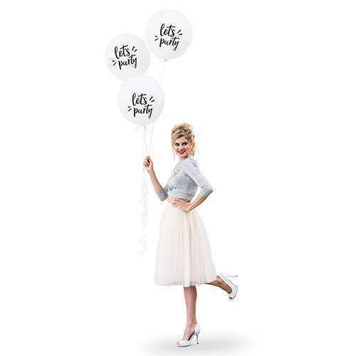 17" Large White Round Wedding Balloons - "Let's Party" (Pack of 3)-Wedding Reception Decorations-JadeMoghul Inc.